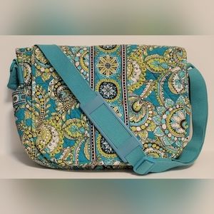 Vera Bradley Messager Bag Peacock Teal, Blue & Green CrossBody or Baby Bag